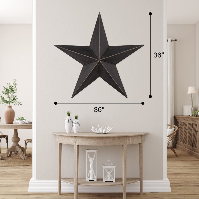 Hearthside Collection The Hearthside Collection CWI Gifts Metal Barn Star - 36 inch Galvanized Hanging Star - Farmhouse Wall Decor - Black - Image 3